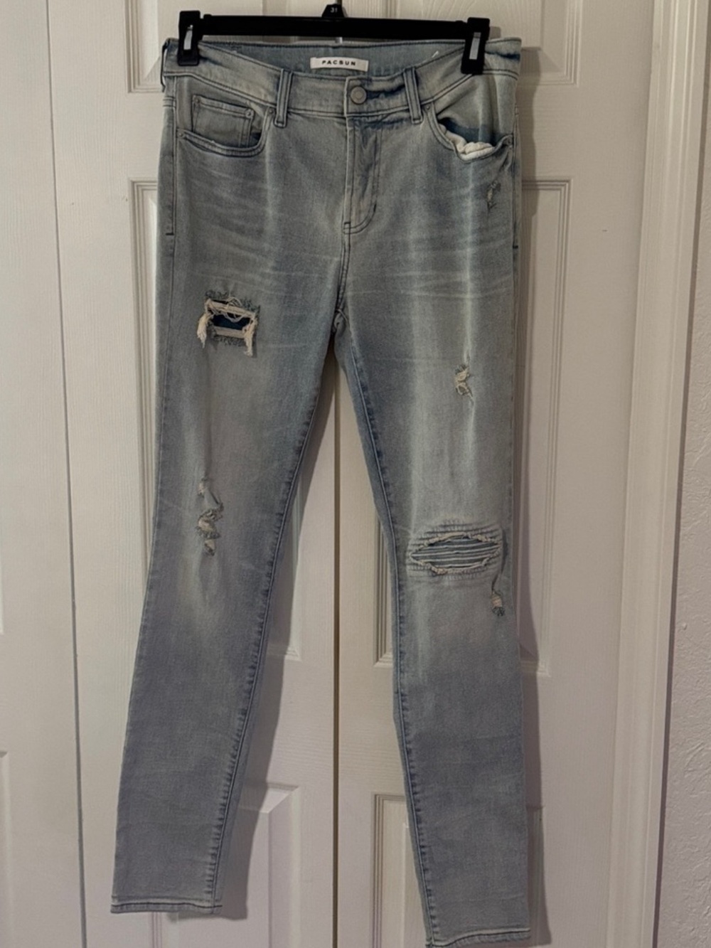 PacSun Stacked Skinny Jeans Men’s 30x32 Light Wash Distressed Denim
